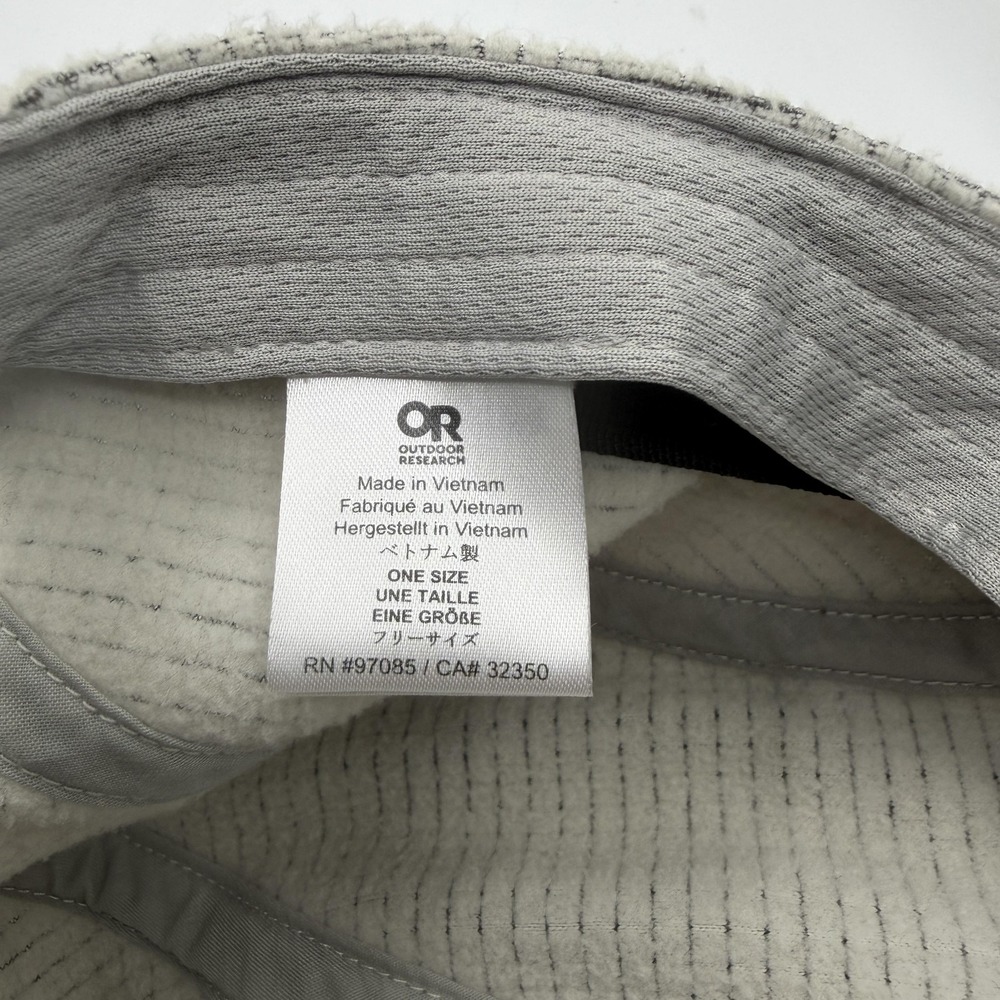 Outdoor Research Fleece Hat Cap Strap Back White Grid Check One Size Winter Mens - Picture 8 of 9
